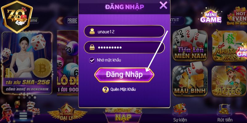 Hướng dẫn đăng nhập Zozo68 chuẩn cho người mới bắt đầu 8 Nhấn “đăng nhập” để hoàn tất