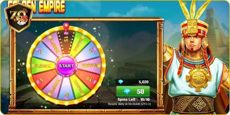 Golden Empire Mở Ra Hành Trình Tìm Kiếm Kho Báu Cổ Đại 6 Khi nhấn “Spin”, các biểu tượng bắt đầu xoay