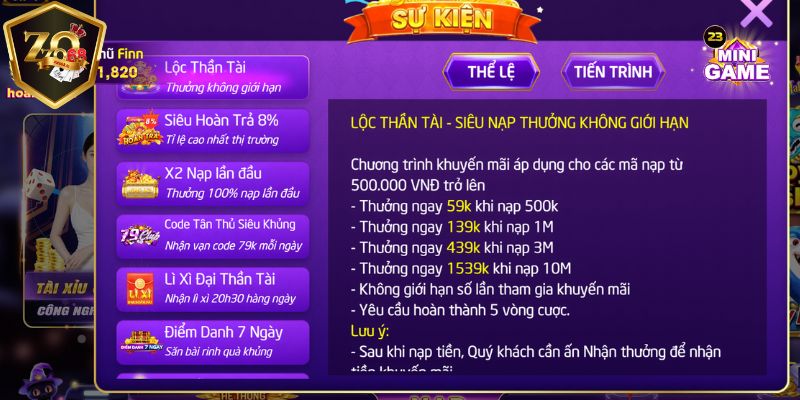 Khuyến mãi Zozo68 cực sốc - Ưu đãi lớn không thể bỏ lỡ 6 Khuyến mãi Zozo68 Lộc Thần Tài