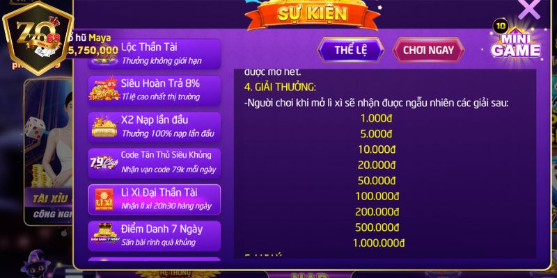 Khuyến mãi Zozo68 cực sốc - Ưu đãi lớn không thể bỏ lỡ 9 Lì xì đại thần tài đón vận may