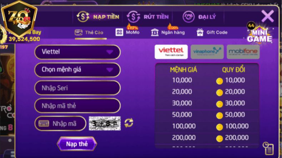 Bật mí cách nạp tiền Zozo68 nhanh chóng, dễ hiểu nhất 11 Nạp tiền qua thẻ cào