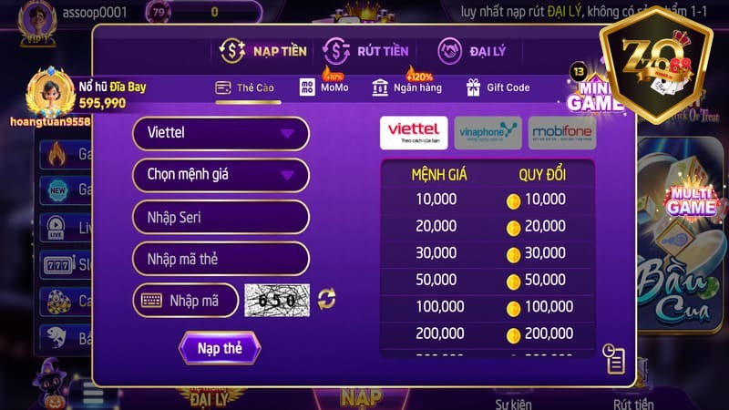 Cổng Game Zozo68 - Trải Nghiệm Đỉnh Cao, Đổi Thưởng Siêu Tốc 2025 20 Hệ thống nạp rút Zozo68 được đánh giá cao bởi cộng đồng người chơi